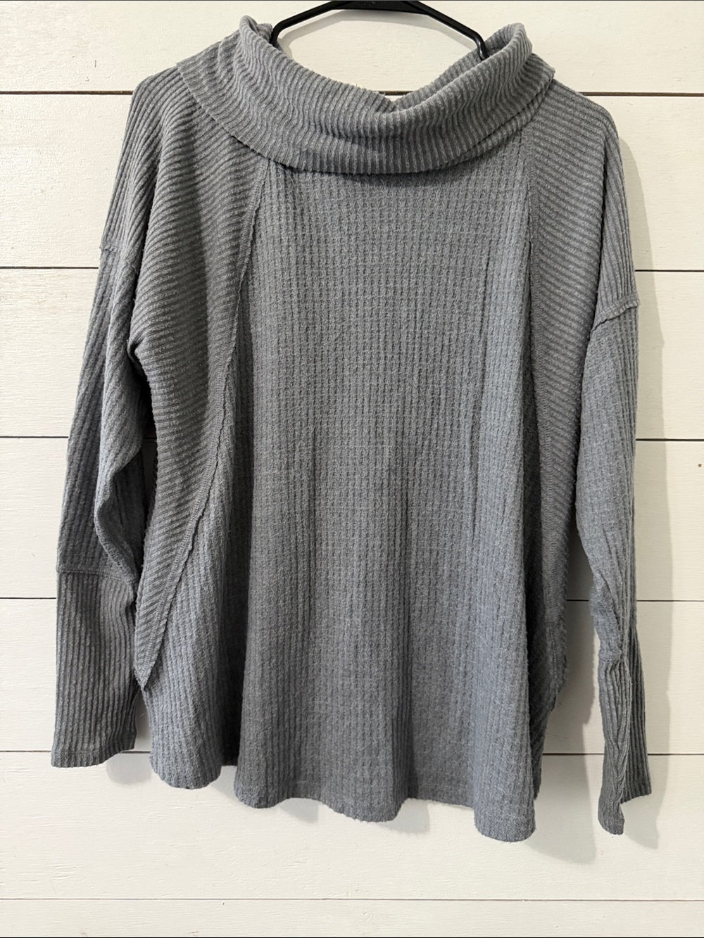 Maurices Gray Ribbed Cowl Neck Sweater